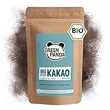 GREEN PANDA® BIO Rohkakao aus Premium Kakaobohnen | Bio Kakaopulver stark entölt und zuckerfrei | Kakao ohne Zucker für Trinkschokolade, Shakes, Desserts, zum Backen oder ins Müsli | 1kg