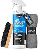 PRINOX® Profi Auto Innenraum Reiniger Set 500ml - Cockpitpflege für die Innen Reinigung von Kunststoff, Polster, Leder & Armaturen - Autopflege Innenraumreiniger mit Bürste - Cockpit Reiniger