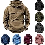 Taktischer Kapuzenpullover für Herren, halber Reißverschluss, Bullfighting, bedruckt, Cargo-Sweatshirt, Trainingsanzug, Oberteil, Outdoor-Arbeitskleidung, Pullover mit mehreren Taschen, Kordelzug