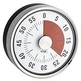 TFA Dostmann Analoger Kurzzeit Timer Puck, 38.1028.10, bis 60min, Eieruhr, Küchentimer, mechanisch, mit Restzeitanzeige, zum Aufziehen, magnetisch, 79 x 32 mm, grau