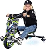 Actionbikes Motors Kinder Elektro Driftscooter | 𝟐𝟓𝟎 Watt Motor - Drift Cart 360°- 3 Geschwindigkeitsstufen - LED-Beleuchtung - Sitz verstellbar - Bluetooth - Drift Kart - Drift Auto (Grün Polo)