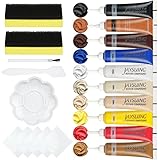 URAQT Leder Reparatur Set,10 Farbe Mixbar Leder Reparatursätze Für Sofas Leder Repair und Bürste Set Vinyl Polster Reparatursatz für Restaurierung Ihrer Möbel Jacken Sofas Boote oder Autositze