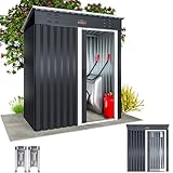 GARDEBRUK® Geräteschuppen 185x165x90cm 1,5m² Schiebetür 20kg Halter Handschuhe Belüftung rostfreies Metall Pultdach Anthrazit Gerätehaus Gartenhaus