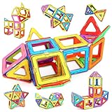 Magnetische Bausteine, Magnetspielzeug für Kinder, Magnetbausteine Lernspielzeug Geburtstag Vorschule Kinder Kleinkind Jungen Mädchen ab 3 Jahren (48pcs Magnetic Tiles)