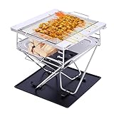 Outdoor Grill - Faltbare Feuerstelle Edelstahl für Camping, Picknick, Terrasse Garten - BBQ Grill mit Tragetasche im Lieferumfang enthalten