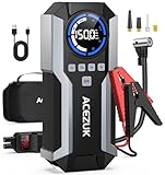 ACEZUK Starthilfe Powerbank 6000A 150PSI Kompressor (Bis Zu 10,0L Benzin Oder 8.0L Diesel) Auto Starthilfe LED-Taschenlampe, großen Bildschirm, Jumper Bildschirm