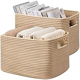 UBBCARE Regalkörbe, größere gewebte Aufbewahrungskörbe zum Organisieren (L x B x H), 38,1 x 25,4 x 22,9 cm (L x B x H), Korb-Organizer für Spielzeug, Bücher, Kleidung, großer Geschenkkorb, Braun, 2