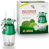 GARDIGO® Buchsbaumzünsler Falle I Befallserkennung durch Falter-Monitoring zum Zünsler Bekämpfen | 180m² | insektizidfreie Pheromonfalle I 4 Lockstoff-Dispenser | Für die gesamte Gartensaison