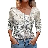 HOOUDO Sale Angebote Blitzangebote Damen-T-Shirt mit V-Ausschnitt und Langen Ärmeln, Bedruckt, modisches Freizeit-Top Damen Pullover Elegant Sexy Sex Outfit Für Die Frau So Sale Angebote Bestellung