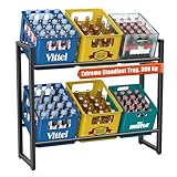 TESSTINA Getränkekistenregal für 6 Kisten, Trag. 300KG, Getränkeregal aus Metall, Kistenregal mit Höhenverstellbaren Kunststofffüßen, Getränkekistenhalter zur Platzersparnis, Schwarz