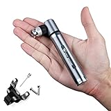 Icocopro Mini-Fahrradpumpe – 11 bar, passend für Presta- und Schrader-Ventile, Aluminiumlegierung, zuverlässig, kompakt und leicht – Reifenpumpe für Rennräder, Mountainbikes, und Räder, 85 g