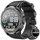 OUKITEL Smartwatch für Herren, AMOLED mit Bluetooth-Anrufen, 5 ATM wasserdicht, 100 Sportmodi, Pulsmesser, Blutdruck, Schlafüberwachung, Android iOS