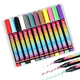 Acrylfarbenstift-Set, Farbmarker mit feiner Spitze, Graffiti-Acrylstift, 12 Farben, Acrylfarben-Marker-Stifte für Acrylfarben, Malstift