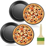 Gohytal Pizzablech, 4er Set Pizza Backblech, ∅ 26cm Rund Pizzaform, Pizza Backset aus Beschichtetem Carbonstahl, Tarteform Antihaftbeschichtet Pizzabackbleche für Pizza, Flammkuchen, Käsekuchen Pie