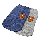 YAODHAOD Hundehemd für Kleine Hunde, Hundekatzen Kleidung, blau und grau, Baumwolle für kleinen Hund und Katze (2er Pack) (XL-Geeignet für Schräbischer und Corgi, Blau und grau)