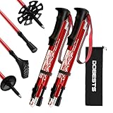 DOBESTS Wanderstöcke, Nordic Walking Stöcke Aluminium, mit extra Gummipuffer und Tragebeutel, Faltbare Leichte Trekkingstöcke für Damen und Herren, Wanderstock Verstellbar 110cm-130cm (Rot Premium)
