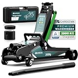 Wagenheber hydraulisch 2,5T – TÜV – 85-380mm Hub – flach für tiefergelegte Autos – Rangierwagenheber inkl. Gummiauflagen [Koffer]