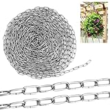 Stahlkette Meterware, 10 Meter Metallkette, Φ1,5mm Kette Edelstahl, Edelstahlkette Meterware, Rundstahlkette, Edelstahlkette Starke,zum Aufhängen Lampen Sandsack Hängesessel Kleidung und Vogelhäuschen