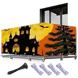 Flei Balkon-Sichtschutz Halloween-Dekorationen, 0.9x6M, Sichtschutzmatte Balkonbanner, Abdeckung für Terrasse Balkon, Halloween-Motiv, mit hoher UV- und Witterungsbeständigkeit