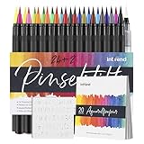 int!rend Brush Pen Set - 24 Aquarellstifte, 2 Wasserpinselstifte, 20 Blätter Aquarellpapier, 5 Schablonen - Handlettering Stifte, Pinselstifte für Bullet Journal, Malen Stifte Set