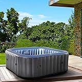 Whirlpool aufblasbar BRAST® MSpa Tekapo für 6 Personen 185x185cm In-Outdoor Pool 132 Massagedüsen Energiespar-Timer Heizung Aufblasfunktion per Knopfdruck Bubble Spa Wellness Massage