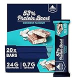 Multipower 53% Protein Boost – 20 x 45 g Protein Riegel Coconut mit 53% hochwertigem Protein – 24 g Eiweiß und 1,4 g Zucker je Eiweißriegel