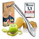 kjøk Premium Sparschäler scharfe Edelstahl S420 Klinge und rutschfester Griff ebenfalls aus Edelstahl - schmaler Profi-Gemüseschäler zum präzisen Schälen - innovativer Pendelschäler rostfrei