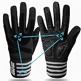 FINGER TEN Fitness Handschuhe Handgelenkschutz Trainingshandschuhe Herren Kraftsport Fitnesshandschuhe Vollfinger Sporthandschuhe Gewichtheben Bodybuilding Gym (Vollfinger Schwarz, L)