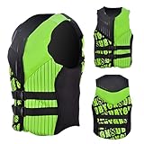 Professionelle Schwimmweste mit Verstellbarem Sicherheitsgurt Schwimmhilfe für Kajak Schwimmen Surfen und Wassersport(Green,L)