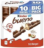 Ferrero kinder bueno Big Pack – Schokoriegel mit Milch-Haselnuss-Creme – 1 Packung mit je 10 Einzelriegeln (10 x 21,5 g)