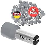 50 Stück Kalitec AE410GRSB Aderendhülsen isoliert 4,0mm² 10mm lang grau I Made in Germany I Industriequalität