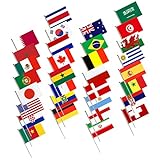 Mikikit 1 Satz Handsignalflagge Internationale Flagge Handheld Kleine Kinderflaggen England Flagge Patriotische Flagge Patriotische Dekorationen Flagge Mit Stange Wehende 32 Stück
