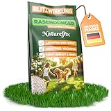 Natureflix Rasendünger Frühjahr & Sommer | Tierfreundlicher Langzeitdünger für jeden Rasen mit Moosverdrängung | (Staubarme Körnung 2-5mm) | Ideal für viele Streuwagen (10kg für 500m²)