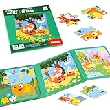 ASTARON Magnetische Puzzle für Kinder, 9-12-16 Teile Tierwelt Kinderpuzzle ab 3 Jahre, Beschäftigung für Kinder im Autofahrt Flugzeug, Kindergeburtstag Geschenke