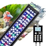 hygger Aquarium Beleuchtung LED, Aquarium Licht, Aquarium lampe 24/7 beleuchtung für aquarien mit Controller, 5 Modi mit Timer, 8 Farben, verstellbare 10 Helligkeit, erweiterbare Halter, 24W, 45-60CM