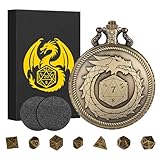 Mini-DND-Würfel-Set, Steampunk-Drachen-Bronze-Taschenuhrgehäuse, 7-teiliges Polyedrisches Metall-D&D-Würfel-Set, Dungeons and Dragons Geschenke mit Geschenk-Box, Rollenspiel-Brettspiel-Zubehör