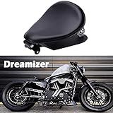 DREAMIZER Schwarzer Motorrad Bobber Sitz, Motorrad Solo Sitz Mit Grundplatte der Federhalterung für Sportster XL883 1200 48 Chopper Custom