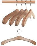 Hagspiel 5 St. Garderobenbügel aus Eichenholz, natur lackiert, (Eichenholz lackiert), vernickelter drehbarer Metallhaken, Made in Autria (EU)
