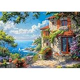 MISITU Puzzle 1000 Teile für Erwachsene und Kinder ab 14 Jahren Klassische Puzzles, Villa am Meer Puzzle 1000 Teile