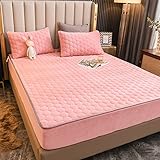 TFBHL-Flanellbettwäsche-Saited-Blatt, Nicht rutscher Schutzabdeckung für Bettmatratze, vollständige Matratzen-Beschützer wasserdicht, bis zu 12 'Tiefe (Farbe: B (+2 Kissenbezug), Größe: 120 * 200