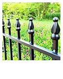 Thealyn Gartenzaun aus Metall, dekorativer Zaun 106 cm hoch x 76 cm breit (5 Paneele, Gesamtlänge 3,8 m), keine Grabenbegrenzung, Hunde-Landschaftszaun für Blumenbeet, Hof, Tierbarriere, Schwarz