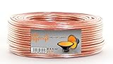 LOKMANN 25 Meter 2 x 4,0 mm² Lautsprecherkabel CCA-Kupfer Transparent PVC- Dielektrikum Speaker Hifi Boxen Cable (25m, 2x4mm)