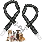 Mauepersu Hunde Sicherheitsgurt 2 Stück, Anschnallgurt Hund Auto mit reflektierendem elastischem Nylon-Bungee, Hunde sicherheitsgurt für alle Hunderassen und Auto Sitze Trunk