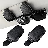 AYNKH 2 Stück Auto Brillenhalter für Sonnenblende aus Magnetischem Leder mit Ticketclip Multifunktionaler Sonnenblendenclip Auto Zubehör für Alle Fahrzeugtypen und Brillengrößen (Schwarz)