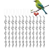 12 Stück Reflektierende Vogelschreck, Windspiel Stangen Reflektierende Vogelabwehr, Stangen Reflektierende Vogelabwehr, Heterooptischer Vogelabwehr, Für Balkone, Gärten und Obstgärten, Silber