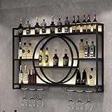 Modernes Wand-Weinregal Mit LED-Beleuchtung, Metall- Und Glas-Design Für Bar-Einheiten, Restaurants Und Zuhause, Vereint Elegante Präsentation Mit Hochwertiger Aufbewahrung(Black,55.1in/140cm)