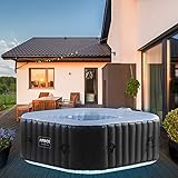 Arebos Whirlpool | 154 x 154 cm | mit LED-Beleuchtung | aufblasbar | quadratisch | In- & Outdoor | 4 Personen | 100 Massagedüsen | mit Heizung | 600 L | Inkl. Abdeckung | Bubble Spa & Wellness Massage