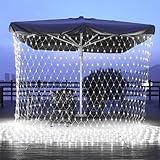 Net Mesh Waterproof String Lights, Lichternetz Außen, LED Lichterkette außen Netz, Wasserdichte Mesh Lichtervorhang, 8 Modi Lichterkettennetz für Büsche Garten Zimmer Balkon (Weiß, 1.5x1.5m)