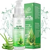Aloe Vera Gel, Rein Aloe Vera Gel Portable für Trockene Strapazierte Haut & Sonnenbrand - 100% Natürliche After Sun Lotion, Beruhigende und Pflegende Feuchtigkeitscreme für Gesicht Haare,100ml