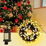 SALCAR 32m 200er LED Lichterkette Weihnachten, 31V Christbaumbeleuchtung mit 8 Modi, Timer und Memory, Wasserdicht Weihnachtsbeleuchtung Außen für Garten Rasen Balkon Party Weihnachtsdeko, Warmweiß